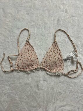 Forever 21 Peach Crochet Triangle Bikini Top